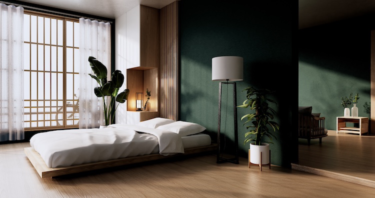 camera da letto verde foresta