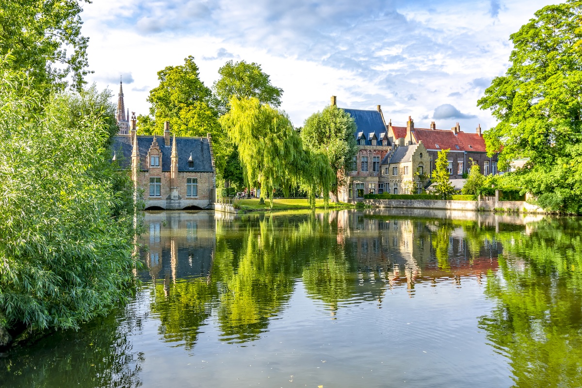 Lake of Love in summer, Bruges, Belgium